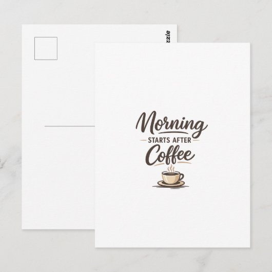 Morning Starts After Coffee - Minimal Coffee ポストカード (正面/裏面)