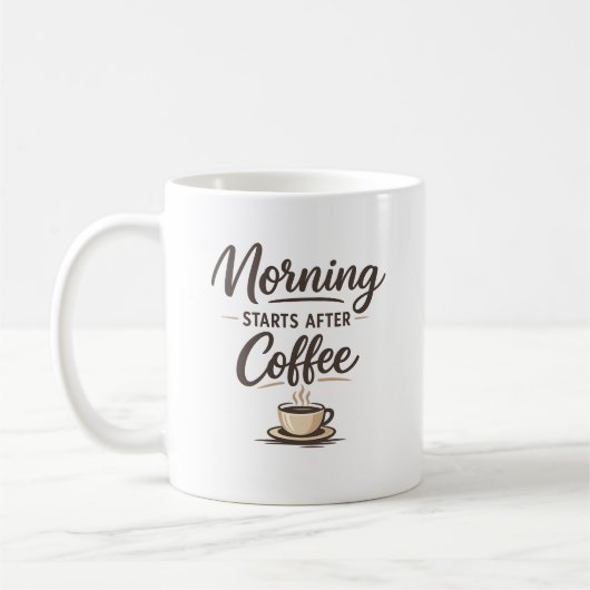 Morning Starts After Coffee – Minimal Coffee Lover コーヒーマグカップ (左)
