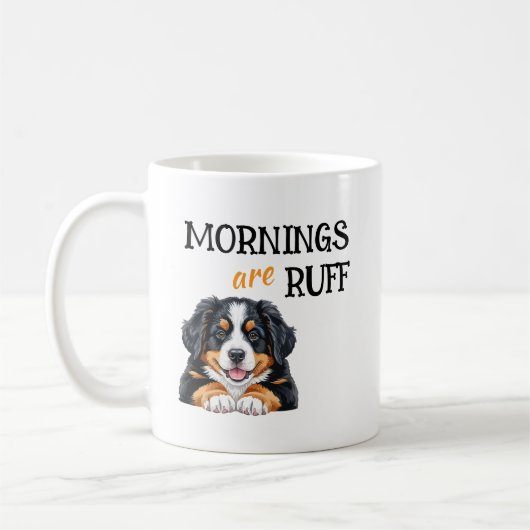 Mornings Are Ruff – Funny Dog Lover Coffee Quote コーヒーマグカップ (左)