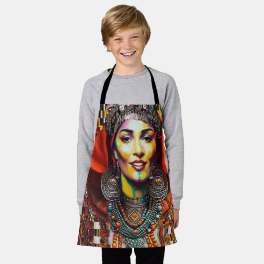 Moroccan Amazigh Beauty V3 エプロン (着用した状態)