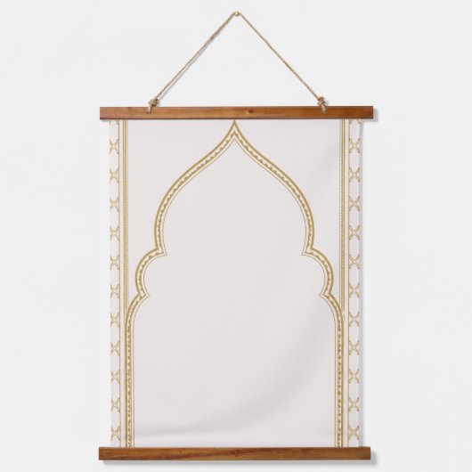 Moroccan Arch Wall Tapestry, Neutral Beige 吊り下げ型タペストリー (正面)