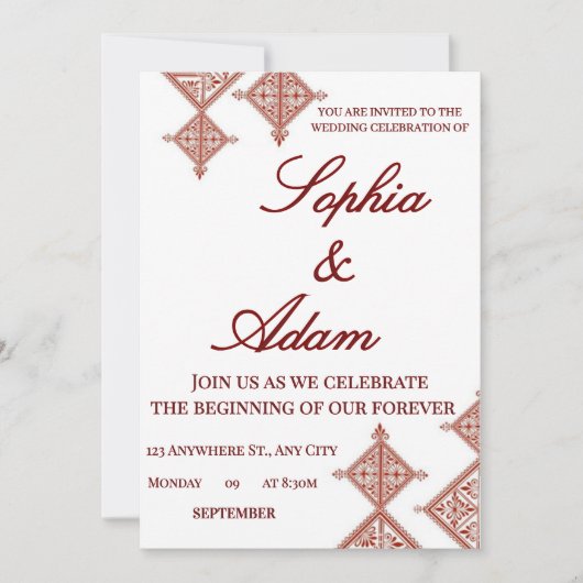 Moroccan Berber Pattern Wedding Invitation (正面)