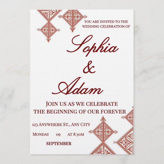 Moroccan Berber Pattern Wedding Invitation 招待状 (正面)