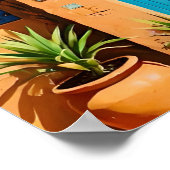 Moroccan Blue Door Terracotta Kasbah Wall Art ポスター (角)