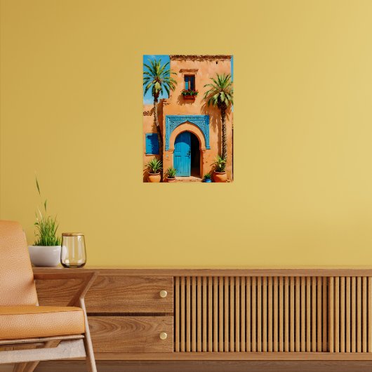Moroccan Blue Door Terracotta Kasbah Wall Art ポスター (リビング2)