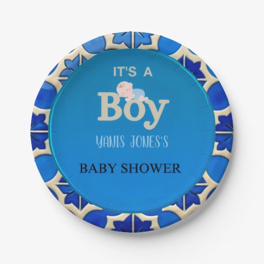 Moroccan Boy Baby Shower  ペーパープレート (正面)