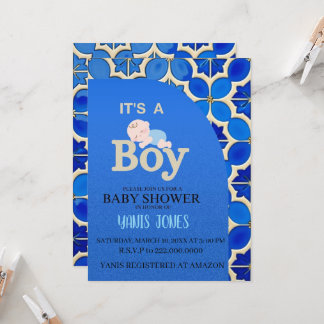 Moroccan boy baby shower Invitation 招待状