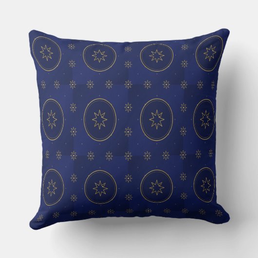 Moroccan Celestial Gold Star Throw Pillow クッション (裏面)