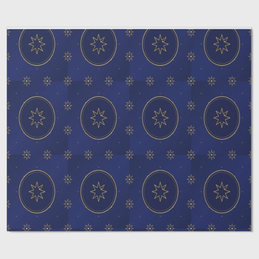 Moroccan Celestial Gold Star Wrapping Paper ラッピングペーパー (フラット)