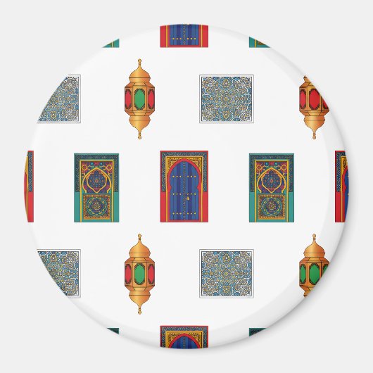 Moroccan Doors and Lanterns Mosaic  マグネット (正面)