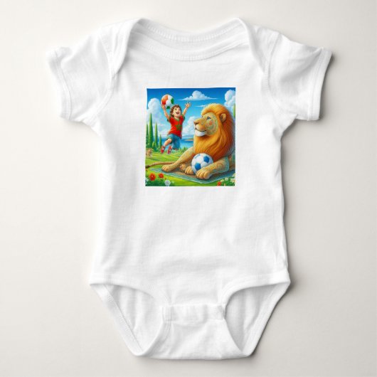 Moroccan Football Baby Bodysuit.Lion Pride Design ベビーボディスーツ (正面)
