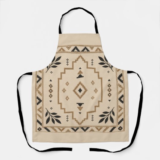 Moroccan Geometric Boho Beige Apron エプロン (正面)