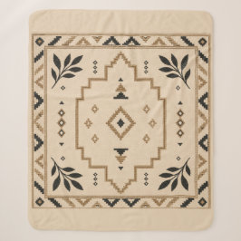 Moroccan Geometric Boho Beige Sherpa Blanket シェルパブランケット