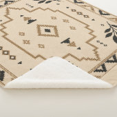 Moroccan Geometric Boho Beige Sherpa Blanket シェルパブランケット (3/4)