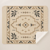Moroccan Geometric Boho Beige Sherpa Blanket シェルパブランケット (正面(横))