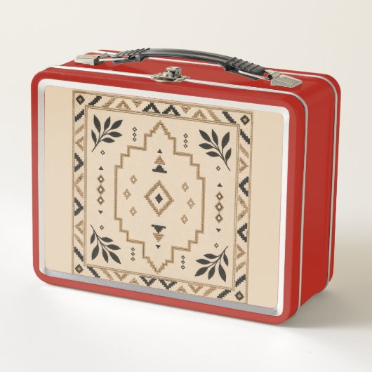 Moroccan Geometric Medallion Sand Elegant Tote Bag メタルランチボックス (正面)