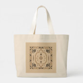 Moroccan Geometric Medallion Sand Elegant Tote Bag ラージトートバッグ (裏面)