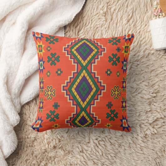 Moroccan Harmony in Orange Throw Pillow クッション (ブランケット)