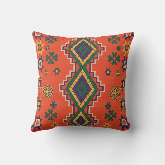 Moroccan Harmony in Orange Throw Pillow クッション (裏面)