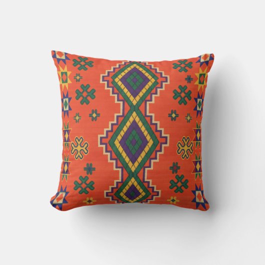 Moroccan Harmony in Orange Throw Pillow クッション (正面)
