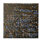 Moroccan Indigo and Gold Mandala Pattern Accent タイル (正面)