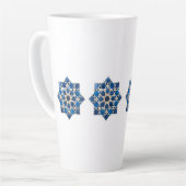 Moroccan Islamic Geometric Star Pattern Watercolor カフェラテマグ (左アングル)