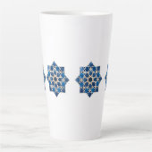 Moroccan Islamic Geometric Star Pattern Watercolor カフェラテマグ (正面)