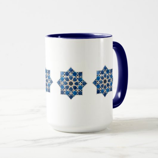 Moroccan Islamic Geometric Star Pattern Watercolor マグカップ (正面右)