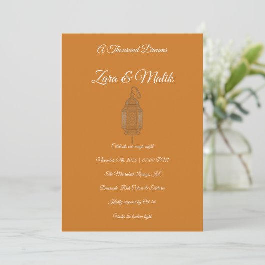 Moroccan Lantern Wedding Invitation Boho 招待状 (スタンド正面)