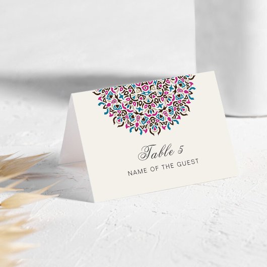 Moroccan Lattice Geo Mandala Wedding Place Card テーブルナンバー