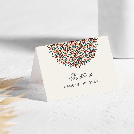 Moroccan Lattice Geo Mandala Wedding Place Card テーブルナンバー