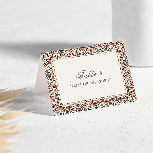 Moroccan Lattice Geo Mandala Wedding Place Card テーブルナンバー