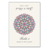 Moroccan Lattice Geo Mandala Wedding Place Card テーブルナンバー (正面)