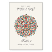 Moroccan Lattice Geo Mandala Wedding Place Card テーブルナンバー (正面)