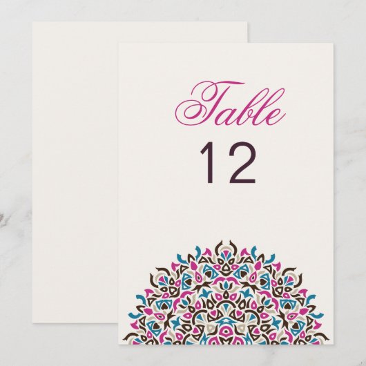 Moroccan Lattice Geo Mandala Wedding Table Number 招待状 (正面/裏面)