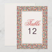 Moroccan Lattice Geo Mandala Wedding Table Number 招待状 (正面/裏面)