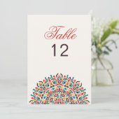 Moroccan Lattice Geo Mandala Wedding Table Number 招待状 (スタンド正面)