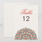 Moroccan Lattice Geo Mandala Wedding Table Number 招待状 (正面/裏面)