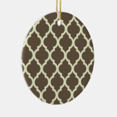 Moroccan Lattice Pattern brown & white セラミックオーナメント (右)