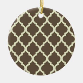 Moroccan Lattice Pattern brown & white セラミックオーナメント