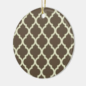 Moroccan Lattice Pattern brown & white セラミックオーナメント (左)