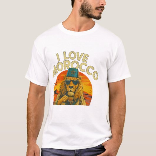 Moroccan Lion Pride – I Love Morocco Bold Tシャツ (正面)