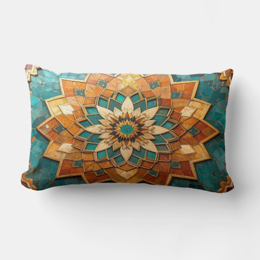 Moroccan Mandala Pillow - Geometric Tile Luxury De ランバークッション (正面)