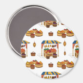 Moroccan Market & Fruits Stand Pattern マグネット (正面/裏面)