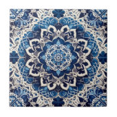 Moroccan Mediterranean Blue & White Tile Pattern タイル (正面)