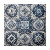 Moroccan Mediterranean Blue & White Tile Pattern タイル (正面)