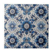 Moroccan Mediterranean Blue & White Tile Pattern タイル (正面)