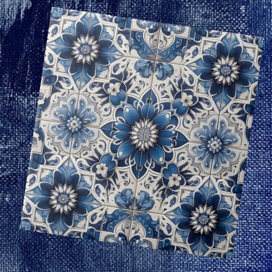 Moroccan Mediterranean Blue & White Tile Pattern タイル