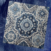 Moroccan Mediterranean Blue & White Tile Pattern タイル
