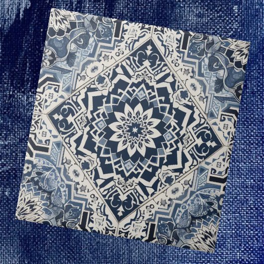 Moroccan Mediterranean Blue & White Tile Pattern タイル